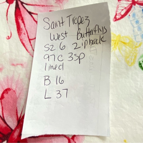 Saint Tropez West size 6 Multicolor Spring Summer sleeveless Butterfly Dress - Picture 9 of 9